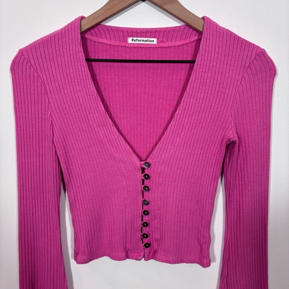 Reformation Gellar Knit Top Pink Size XS - Picture 3 of 14